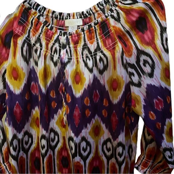 Chico’s Abstract Watercolor Lightweight Blouse Sz 0 - Picture 4 of 5